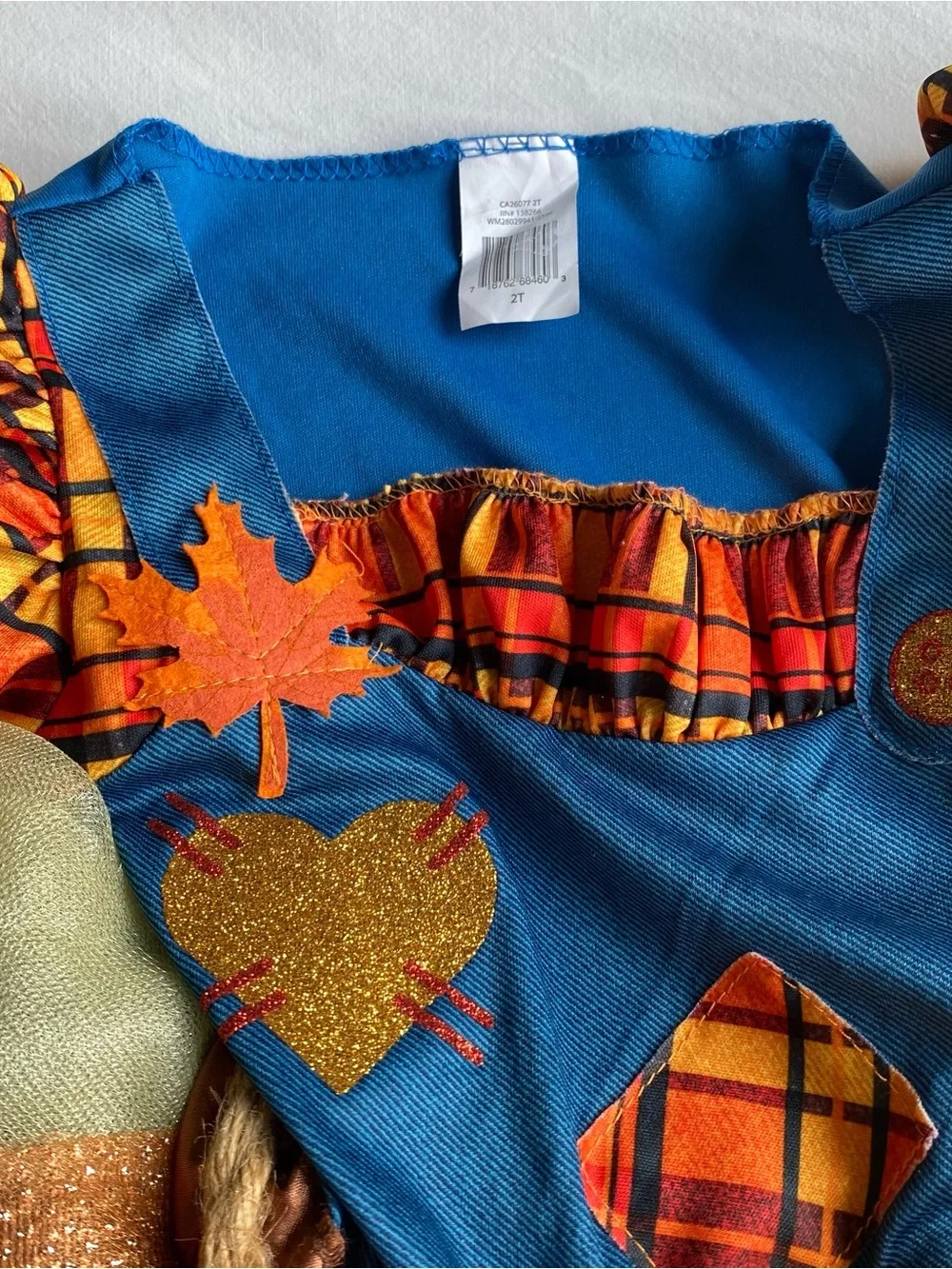 Toddler/Girls 2T Sweet Scarecrow Halloween Costume - Blue/Orange/Yellow Tutu